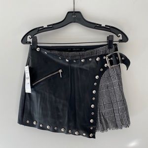 Zara Leather / Plaid Skort